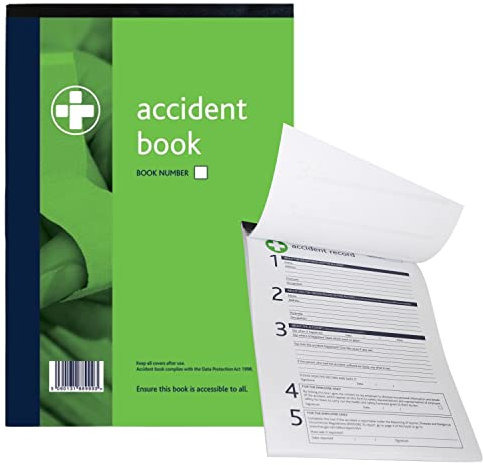 Reliance Medical A4 Accident Book - Mandatory for Workplace Compliance, Data Protection Compliant with Tear-Off Pages, Includes Clear Instructions and Record-Keeping Guidance for Employee Injuries