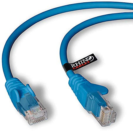 rhinocables CAT 6 High-Speed Gigabit Ethernet Cable - Patch Network Lead for LAN| Snagless UTP With LSZH Jacket | RJ45 Connector - Internet, Router, Modem, Smart TV, PC & More (2m, Blue, Pack of 1)