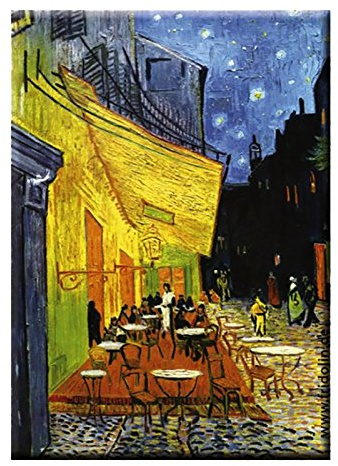 Fridolin 18301 Motivmagnet Van Gogh - Cafè de nuit, Metall, 8 x 5,4 x 0,3 cm, bunt
