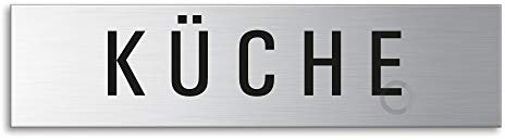 Schild Küche 160x40 mm Türschild aus Edelstahl fein-matt gebürstet selbstklebend Nr.10167