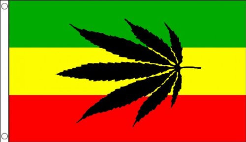 Rastafari-Flagge mit Cannabis-Blatt, 150 cm x 90 cm, 100% Polyester, ideal als Dekoration, für Partys und Events