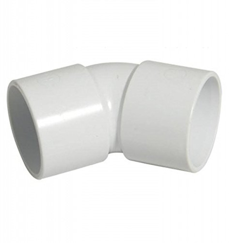 FLOPLAST ABS Solvent 45 Degree 40mm (43mm) Waste Obtuse Bend - White | For ABS Solvent Pipe measuring 43mm in Diameter