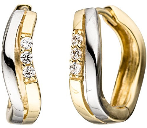 Jobo Damen-Creolen aus 8 Karat 333 Gold Bicolor mit 6 Zirkonia
