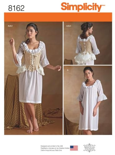 Simplicity Muster 8162 Schnittmuster 18. Jahrhundert Dessous Schnittmuster, weiß, Größe R5
