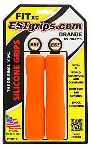 ESI Grips Fit XC Silicone Bike Grips – Ergonomic MTB Handlebar Grips for Comfort and Control – Made in USA - Orange