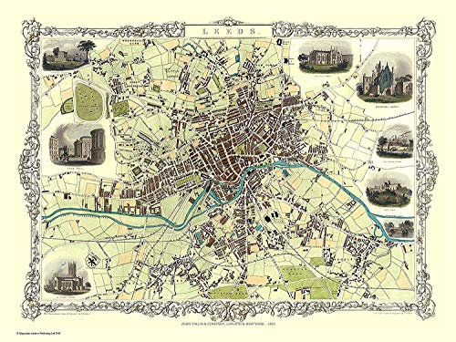 History Portal Limited Edition 1000 Piece Jigsaw Puzzle - Map of Leeds 1851 by John Tallis