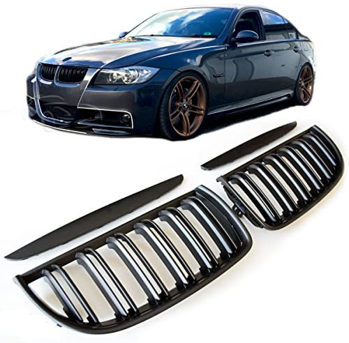 GCP PASST FÜR 3ER E90 E91 BIS 08 SPORT KÜHLERGRILL DOPPELSTEG GRILL MATT SCHWARZ