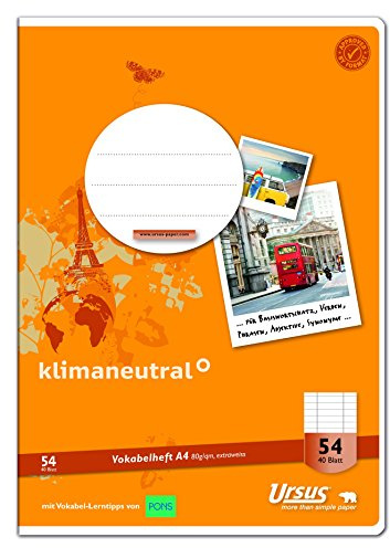 Ursus Basic 040440054 Chlorfrei - Hefte 20 Blatt Vokabelheft A4 40 Blatt Lin54 2Str