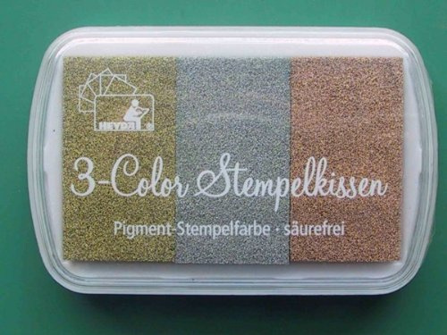 3-farbiges Stempelkissen 'Metallic', gold, silber und bronze (ungiftig)