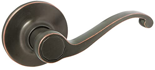 Design House Scroll One-Sided Non-Turning Dummy Door Lever, Oil Rubbed Bronze, Decorative Interior Door Handle for Closet, Pantry, and French Doors, Reversible Surface Mount Hardware, 791657