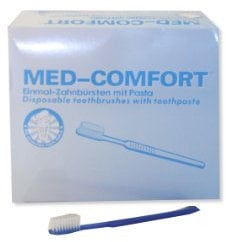 Med-Comfort Einmal Zahnb??rsten - 100 St??ck, Wei? , Nylon, Silikon, Manuell, Einweg
