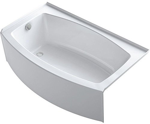 KOHLER K-1118-LA-0 Expanse 60-Inch x 30-Inch Curved Alcove Bath with integral flange and left hand drain, White