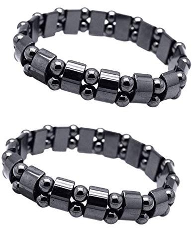 EQLEF Armband Magnet Hämatit Armbänder 2pcs schwarzes Armband