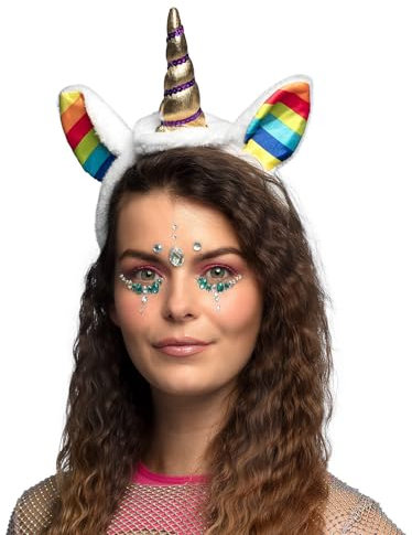 Boland - Einhorn Tiara für Erwachsene, Haarreif mit Horn und Ohren, Unicorn Kostüm, Faschingskostüme, Märchen Kostüme, Junggesellenabschied