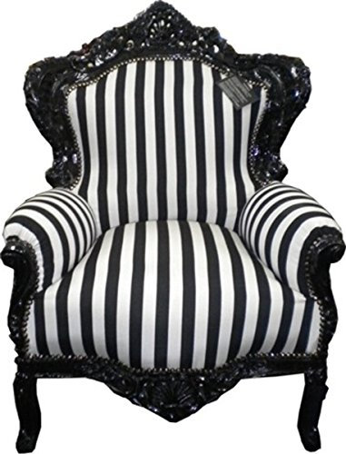 Casa Padrino Barock Sessel 'King' Schwarz/Weiß Streifen/Schwarz