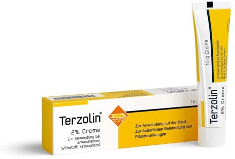 Terzolin 2% Creme: pilzabtötendes Arzneimittel bei seborrhoischer Dermatitis oder Ekzem und Kleienpilzflechte (Pityriasis versicolor). Wirkstoff: 2% Ketoconazol