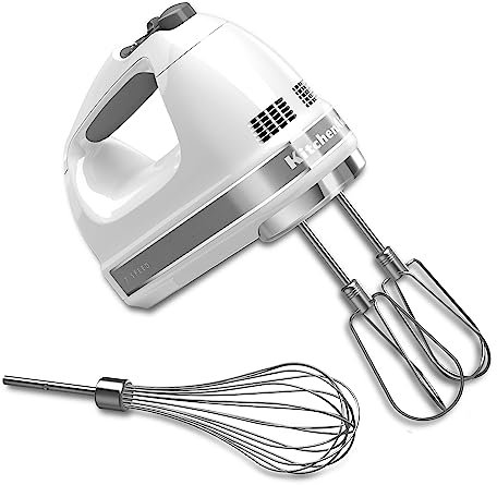 KitchenAid Khm7210 7 Speed Digital mixeur à main avec Turbo Batteur II accessoires blanc