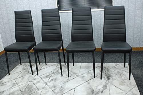 KOSY KOALA X4 FAUX LEATHER BLACK OR WHITE DINING KITCHEN CHAIRS NEW (Black)