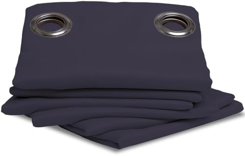 Moondream ThermActiv® Thermovorhang Winter+Sommer 2in1 | Isolierung Kälte+Hitze | Verdunkelung | Patentierte Technologie | EU Herstellung | Ösen | Blau MC412 | 140B x 260L cm