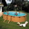 Kit piscine hors sol acier aspect bois 6,10mx3,75x1,32 renforts