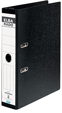 ELBA 100081047 Hängeordner rado Hartpappe 10 Stück DIN A4 7,5 cm breit mit Metall-Beschlägen Sonderformat schwarz Ringordner Aktenordner Briefordner Büroordner Pappordner Schlitzordner Blauer Engel