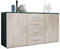 Vladon Sideboard Kommode Faro, Made in Germany, Korpus in Schwarz matt/Front in Eiche sägerau (139 x 72 x 35)