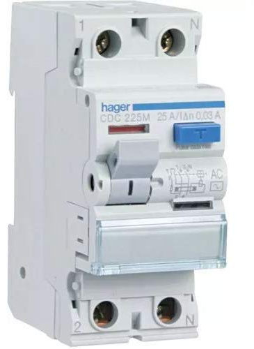 Hager - Cdc225m - tipo di interruttore differenziale ac, 2p, 25a, 30f