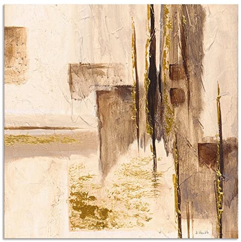 ARTland Wanddeko Wandbild Alu Verbundplatte für Innen & Outdoor Bild Abstrakte Motive Muster Malerei Creme Goldene Silhouette I A5JH