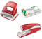 Leitz 5008 NeXXt Series Bürolocher, Metall, bis zu 30 Blatt / Kombi-Set mit Heftgerät + 1000 Klammern extra (rot)