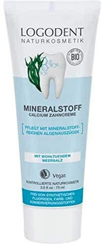 LOGODENT Naturkosmetik MINERALSTOFF Calcium Zahncreme, Mild-frischer Geschmack, Frei von synthetischen Fluoridzusätzen, Mit mineralstoffreichen Algenauszügen, Vegan, 1x75ml