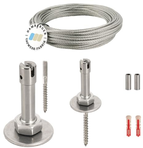 HAMBURGER TAUWERK-FABRIK EST. 1901 Ranksystem Exklusive - Wandabstand 58mm (Set 1) mit 2 Wandhaltern und 2,5m Drahtseil