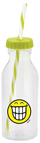 Zak Smiley Emoticon Grinsen Flasche mit Strohhalm 55cl - grün