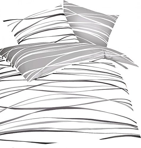 Kaeppel Wendebettwäsche Mako-Satin Schiefer Größe 155x220 cm (80x80 cm)