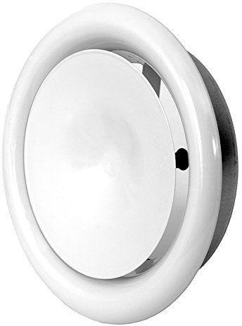 Ø 125mm Difusor de Suministro de Aire - Válvula de Disco Regulada - Rejilla de Ventilación Redonda de Acero - Blanco