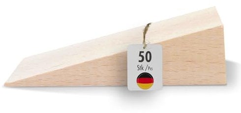 haggiy Hartholzkeil – Holzkeil Set – Unterlegkeile aus Buche Natur – Türstopper – Ideal für Möbel, Montage, DIY - (LxBxH) 90x30x25 mm – 50 Stk