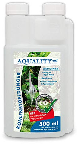 AQUALITY Aquarium CO2 Kohlenstoffdünger (Für prächtige, sattgrüne Aquarium-Pflanzen. Reduziert Algen, effiziente Kohlenstoffquelle), Inhalt:0.5 Liter