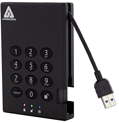 Apricorn Aegis Padlock Disque Dur Externe Portable crypté USB 3.0 256 Bits AES XTS Hardware 500 Go (A25-3PL256-500)