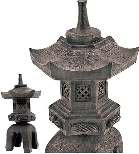 Bellaa 24429 Pagoda Stupa Zen Garden Decor Lawn Ornament Nara Japanese Style Asian Temple Lighthouse Oriental Lantern Toro Outdoor Statue 17 inch