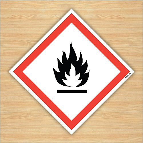 stika.co Sicherheit & Hazard Schilder – Schadstoffen Schilder – GHS coshh Symbol Schilder, Vinyl, Flammable, 200 x 200mm