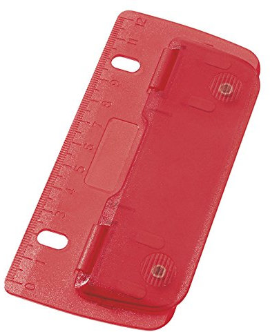 Wedo 67802 Taschenlocher (aus Kunststoff zum Abheften für 8 cm Lochung, mit 12 cm Skala) rot