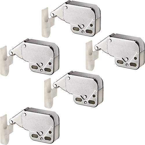 Gedotec Möbelschnäpper Schranktür Federschnäpper Schubladen Druckverschluss - MINI-LATCH | Tür-Schnäpper vernickelt | Türöffner für Möbel-Schränke | 100 Stück - Original Druckschnäpper mit Gegenstück
