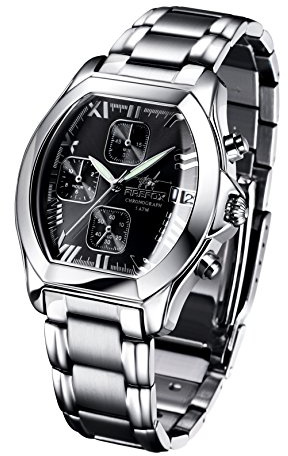 FIREFOX NEBUKADNEZAR FFS175-102a Sunray schwarz Damenuhr Armbanduhr Chronograph massiv Edelstahl Sicherheitsfaltschließe wasserdicht Laufwerk Miyota OS10