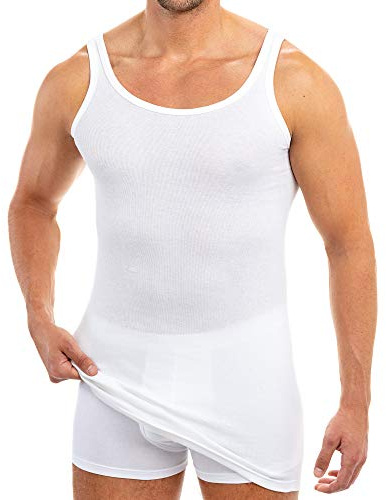 HERMKO 3007 extralanges Herren Unterhemd (+10 cm) Tank Top aus 100% Bio Baumwolle Größe 4-12