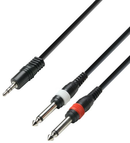 Adam Hall Cables 3 STAR YWPP 0300 Y-Kabel 2 x Klinke TS auf Miniklinke TRS | 3 m