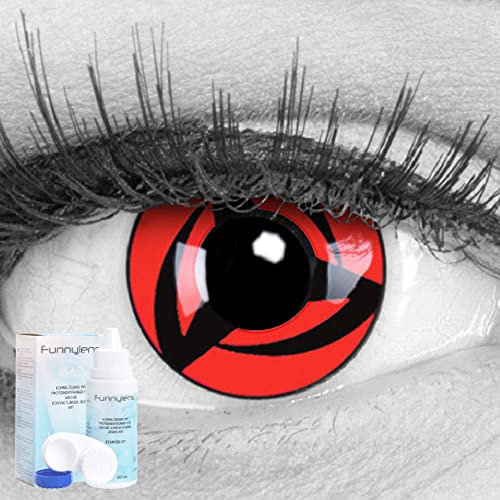 Meralens A0481 Kakashi Kontaktlinsen mit 60ml Pflegemittel mit Behälter ohne Stärke. Perfekt zu Fasching, Halloween und Cosplay 1er Pack (1 x 2 Stück)