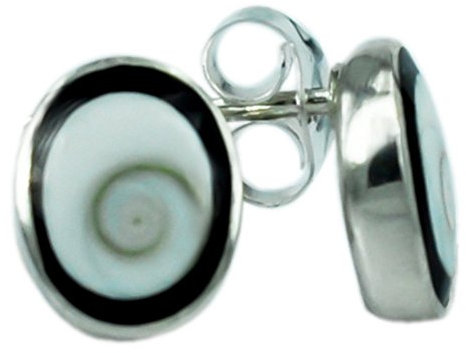 Chic-Net Shivaauge schwarz oval 8 mm Silberohrstecker Ohrringe Ohrstecker 925er Silber Shiva Auge Eye Damen Schmuck