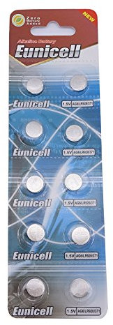 10 x Eunicell AG6 Alkaline button cell batteries - G6 LR69 LR921 SR921W 370 371