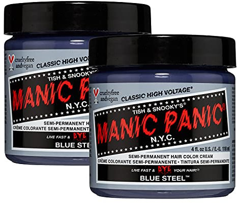 Manic Panic Blue Steel Classic Creme, Vegan, Cruelty Free, Semi Permanent Hair Dye 2 x 118ml