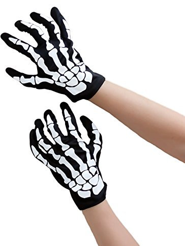 Oblique-Uniuqe® Skelett Handschuhe Schwarz Einheitsgröße Mann & Frau - Fasching Karneval Helloween