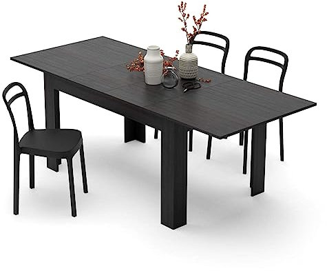 Mobili Fiver, Easy, ausziehbarer Esstisch, 140 (220) x 90 cm, schwarz, hergestellt in Italien